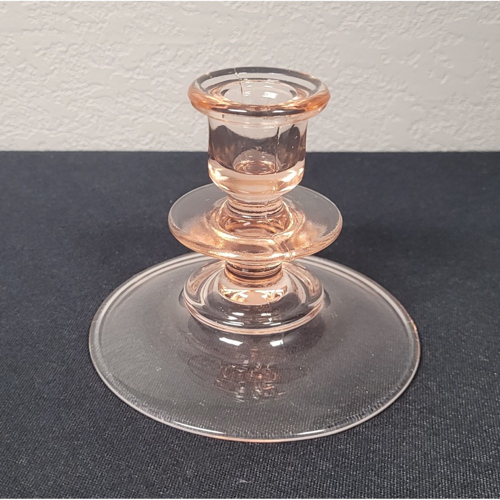 Vintage 1930s Pink Depression Glass Candlestick Holder 4" Tall Federal Glass